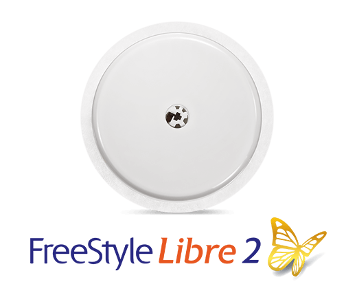 FreeStyle Libre 2 sensor with FreeStyle Libre 2 logo under it
