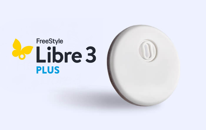  Libre 3+ logo with the Libre 3+ sensor