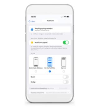 Screenshot attiva notifiche su iPhone