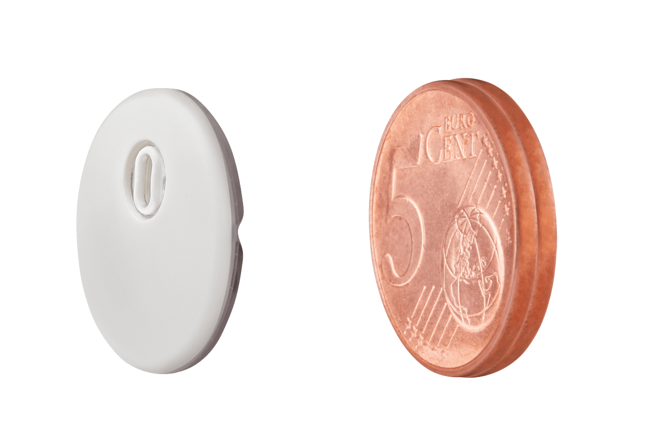 Comparaison de la taille du capteur Freestyle Libre 3 à 5 centimes d'euro