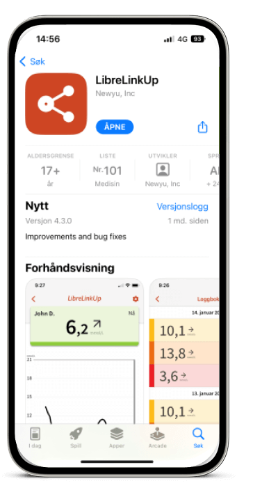 Koble til LibreLinkUp-appen