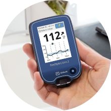 See your current glucose reading, eight hours of data, and a trend arrow that shows you where your glucose is heading.