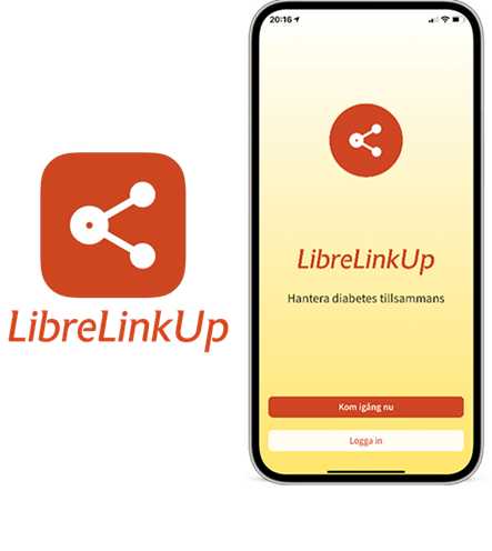 Mobilskärm med startsidan i LibreLinkUp-appen