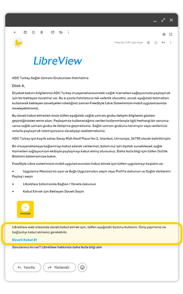 LibreView eposta daveti