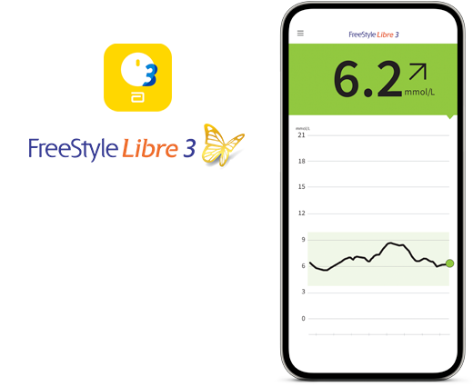 A screenshot showing the FreeStyle Libre 3 app on a phone.