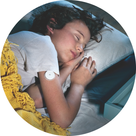 child sleeping with sensor