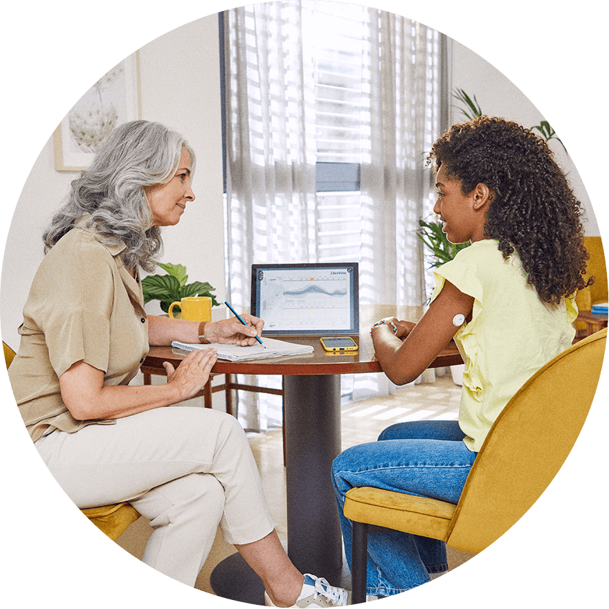 An HCP talking to a patient