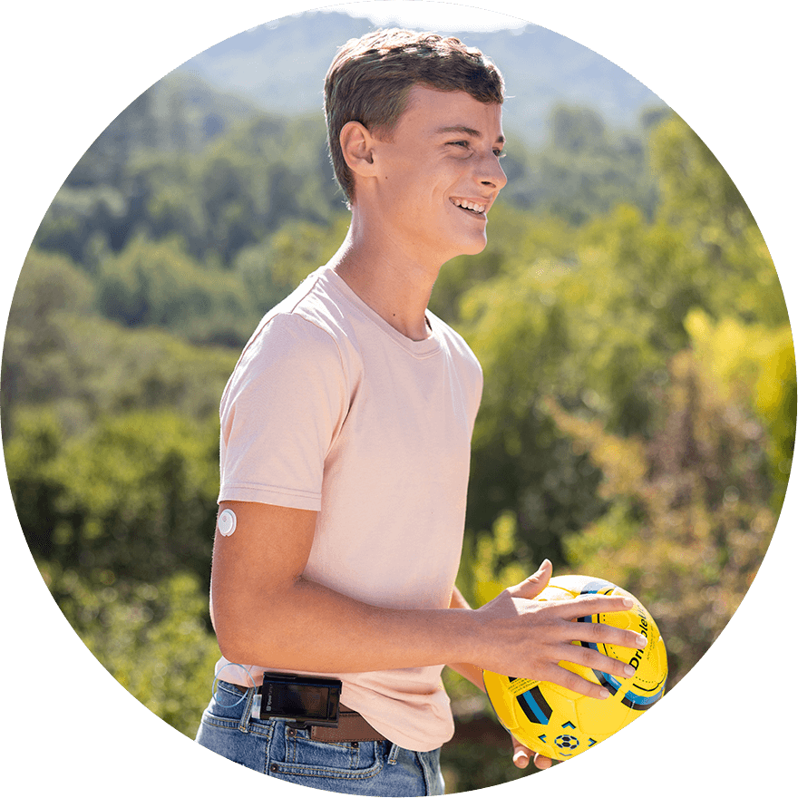 Teen wearing a Libre 3+ sensor & mylife Loop Automated Insulin Delivery System