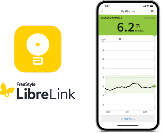 Screenshot of the FreeStyle LibreLink App icon next to the FreeStyle LibreLink logo.
