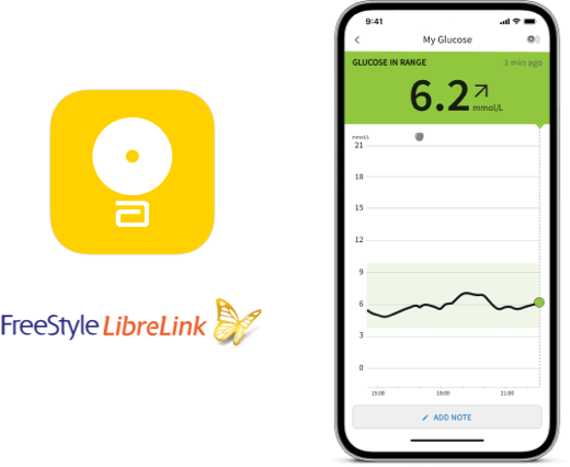 Screenshot of the FreeStyle LibreLink App icon next to the FreeStyle LibreLink logo.