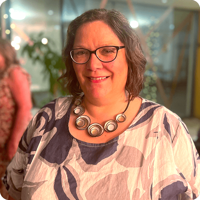 Blog author, Kath, posing and smiling