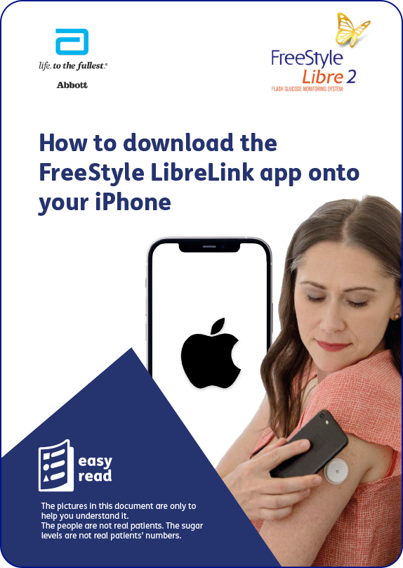 Front page of the guide on how to download the FreeStyle LibreLink app on iPhone