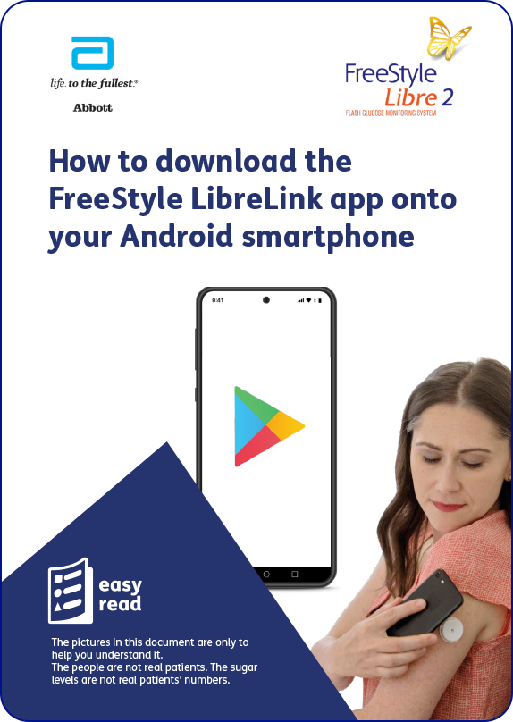 Front page of the guide on how to download the FreeStyle LibreLink app on Android
