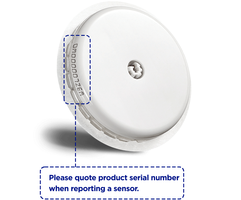 Please quote product serial number when reporting a sensor.