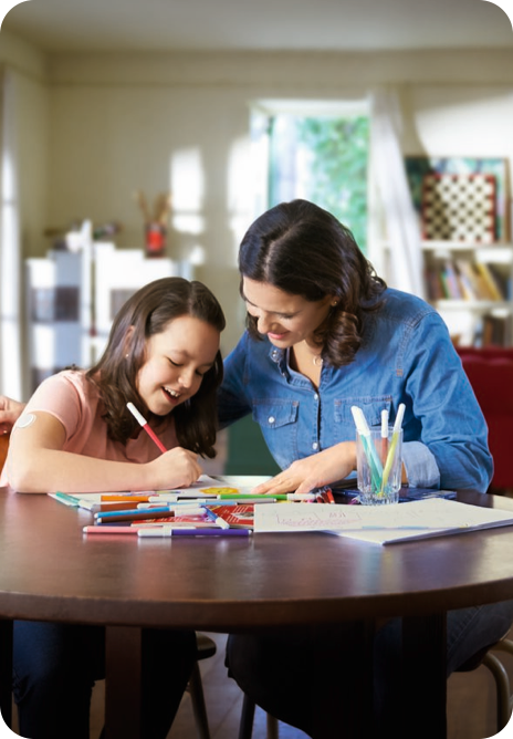 Mother and Daughter with Drawing book